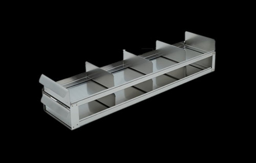 stainless steel laboratory freezer rack with sliding trays for 2 inch cryo boxes two high by four deep 