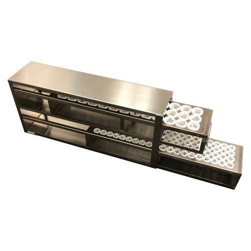 [A-FR-15-50-119] stainless steel laboratory freezer rack with drawer for 80 x 15ml and 39 x 50ml centrifuge tubes 
