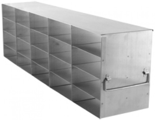 [A-FR-2-20L] stainless steel laboratory freezer rack for 2 inch cryo boxes five boxes deep by four boxes high 
